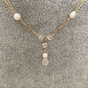 Pearl 14k yellow gold metal chain freshwater pearl choker necklace